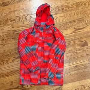 Columbia Heavy Ski Coat With Detachable Fleece Striped Red and Gray (XL 18-20)
